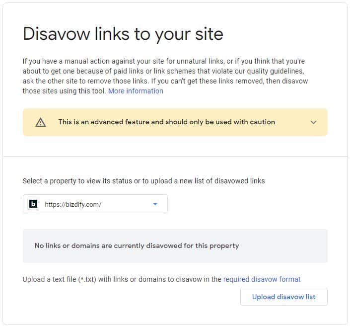 Google Disavow Tool - Bizdify