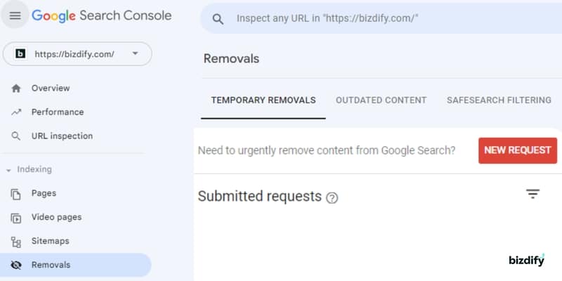 Google Search Console Removals Tool - Bizdify